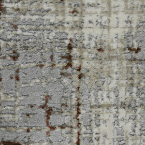 Homeroots 10' Abstract Ivory Blue And Gray Runner Rug - Durable, Stylish, And Perfect For Any Space Decor 10' Runner Polypropylene,Polyester 532306