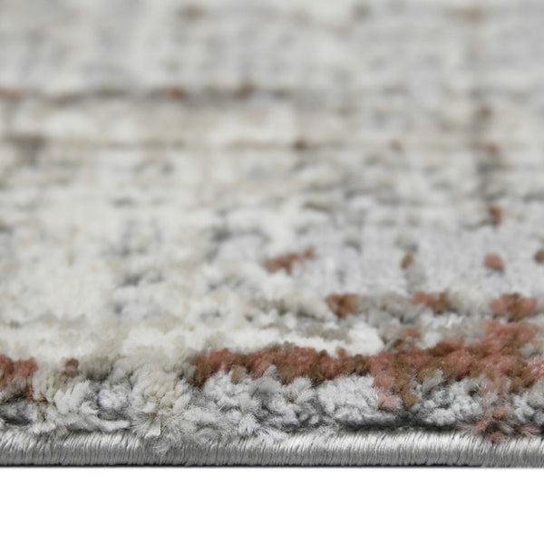 Homeroots 10' Abstract Ivory Blue And Gray Runner Rug - Durable, Stylish, And Perfect For Any Space Decor 10' Runner Polypropylene,Polyester 532306