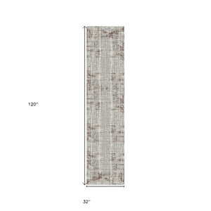 Homeroots 10' Abstract Ivory Blue And Gray Runner Rug - Durable, Stylish, And Perfect For Any Space Decor 10' Runner Polypropylene,Polyester 532306