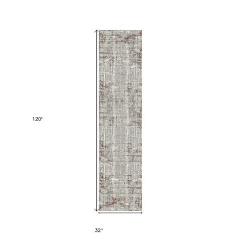 Homeroots 10' Abstract Ivory Blue And Gray Runner Rug - Durable, Stylish, And Perfect For Any Space Decor 10' Runner Polypropylene,Polyester 532306