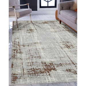 Homeroots 10' Abstract Ivory Blue And Gray Runner Rug - Durable, Stylish, And Perfect For Any Space Decor 5' X 8' Polypropylene,Polyester 532307