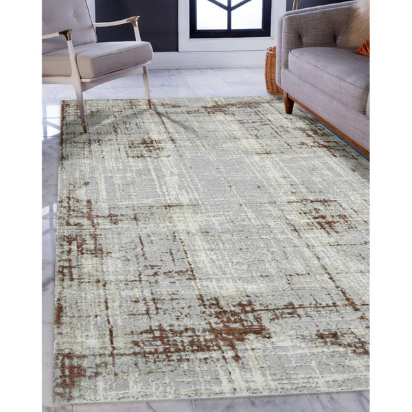 Homeroots 10' Abstract Ivory Blue And Gray Runner Rug - Durable, Stylish, And Perfect For Any Space Decor 5' X 8' Polypropylene,Polyester 532307