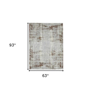 Homeroots 10' Abstract Ivory Blue And Gray Runner Rug - Durable, Stylish, And Perfect For Any Space Decor 5' X 8' Polypropylene,Polyester 532307