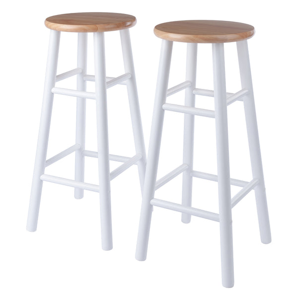 Winsome Wood Huxton 2-piece Bar Stool Set - Stylish Natural And White Stools For Modern Home Decor, Easy Assembly Natural ,White Solid Wood 53230-winsome-wood