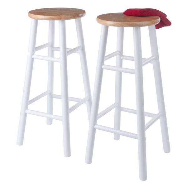 Winsome Wood Huxton 2-piece Bar Stool Set - Stylish Natural And White Stools For Modern Home Decor, Easy Assembly Natural ,White Solid Wood 53230-winsome-wood