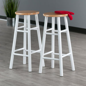Winsome Wood Huxton 2-piece Bar Stool Set - Stylish Natural And White Stools For Modern Home Decor, Easy Assembly Natural ,White Solid Wood 53230-winsome-wood
