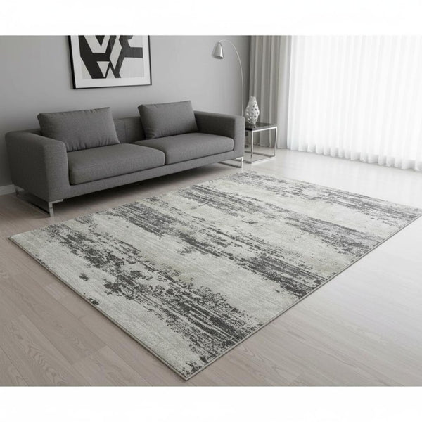 HomeRoots 5' Modern Abstract Area Rug in Soft Ivory, Beige & Gray - Perfect for Living Rooms & Dining Spaces 5' X 8' 532311