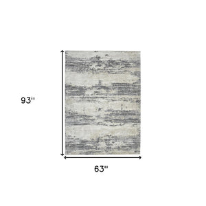 HomeRoots 5' Modern Abstract Area Rug in Soft Ivory, Beige & Gray - Perfect for Living Rooms & Dining Spaces 5' X 8' 532311