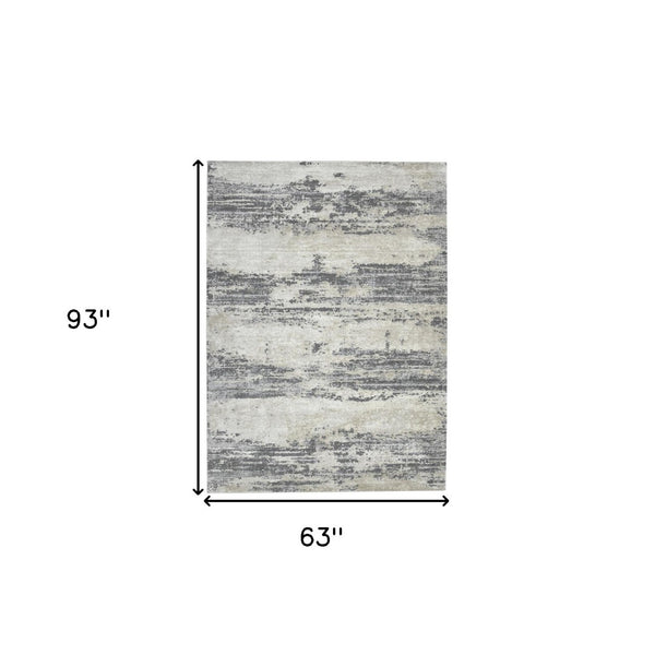 HomeRoots 5' Modern Abstract Area Rug in Soft Ivory, Beige & Gray - Perfect for Living Rooms & Dining Spaces 5' X 8' 532311