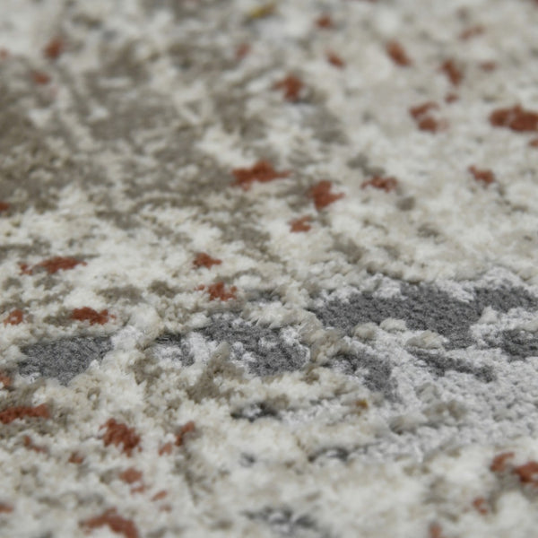 HomeRoots 5' Modern Abstract Ivory Gray and Gold Area Rug - Durable, Stain Resistant, Perfect for High Traffic Areas 5'3" x 7'9" 532315