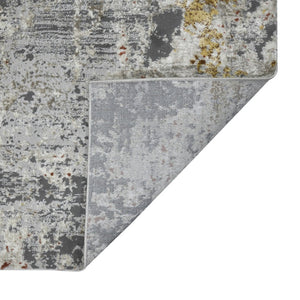 HomeRoots 5' Modern Abstract Ivory Gray and Gold Area Rug - Durable, Stain Resistant, Perfect for High Traffic Areas 5'3" x 7'9" 532315