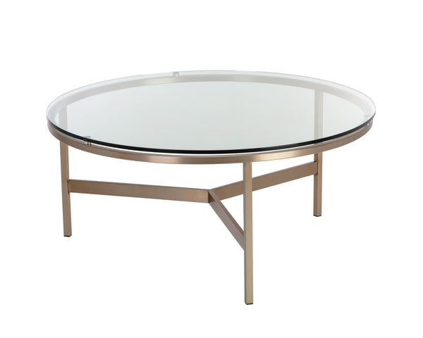 Sunpan Flato Coffee Table - Elegant Antique Bronze Finish with 10mm Tempered Glass for Modern Spaces