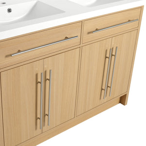English Elm 48" Freestanding Bathroom Vanity with Resin Sink and Spacious Cabinet, Soft-Close Doors, Durable Finish Oak W1972S00025