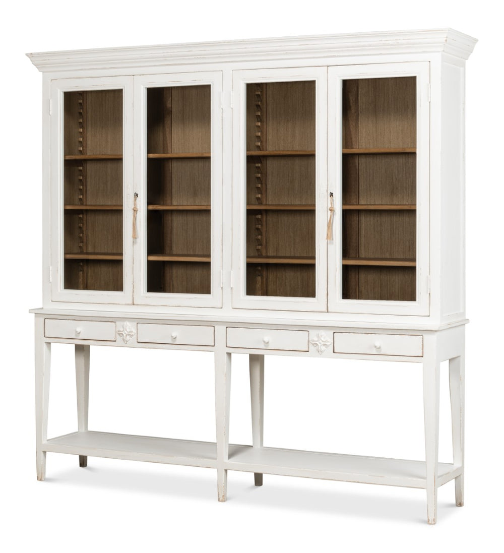 Sarreid Beacon Hill Display Case - Elegant White Finish, 6 Adjustable Shelves & Sturdy Solid Pine Design White  53232