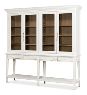 Sarreid Beacon Hill Display Case - Elegant White Finish, 6 Adjustable Shelves & Sturdy Solid Pine Design White  53232