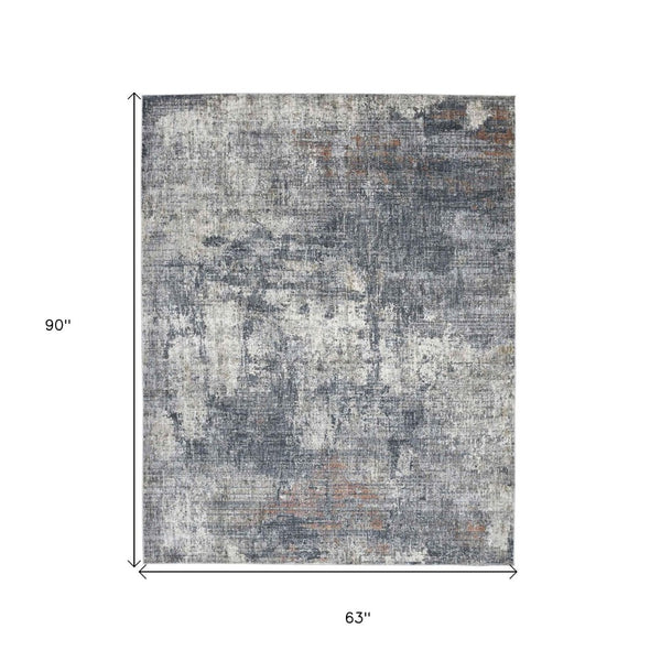 HomeRoots 5' Gray and Ivory Abstract Area Rug - Modern Power-Loomed Design for Cozy Living Spaces and Style 5' X 8' 532323