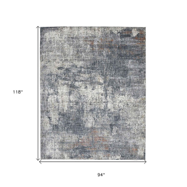HomeRoots 5' Gray and Ivory Abstract Area Rug - Modern Power-Loomed Design for Cozy Living Spaces and Style 8' X 10' 532324