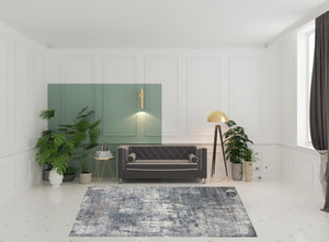 HomeRoots 5' Gray and Ivory Abstract Area Rug - Modern Power-Loomed Design for Cozy Living Spaces and Style 8' X 10' 532324