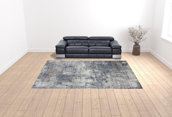 HomeRoots 5' Gray and Ivory Abstract Area Rug - Modern Power-Loomed Design for Cozy Living Spaces and Style 10' X 14' 532325