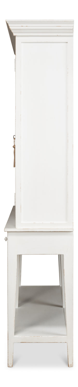 Sarreid Beacon Hill Display Case - Elegant White Finish, 6 Adjustable Shelves & Sturdy Solid Pine Design White  53232