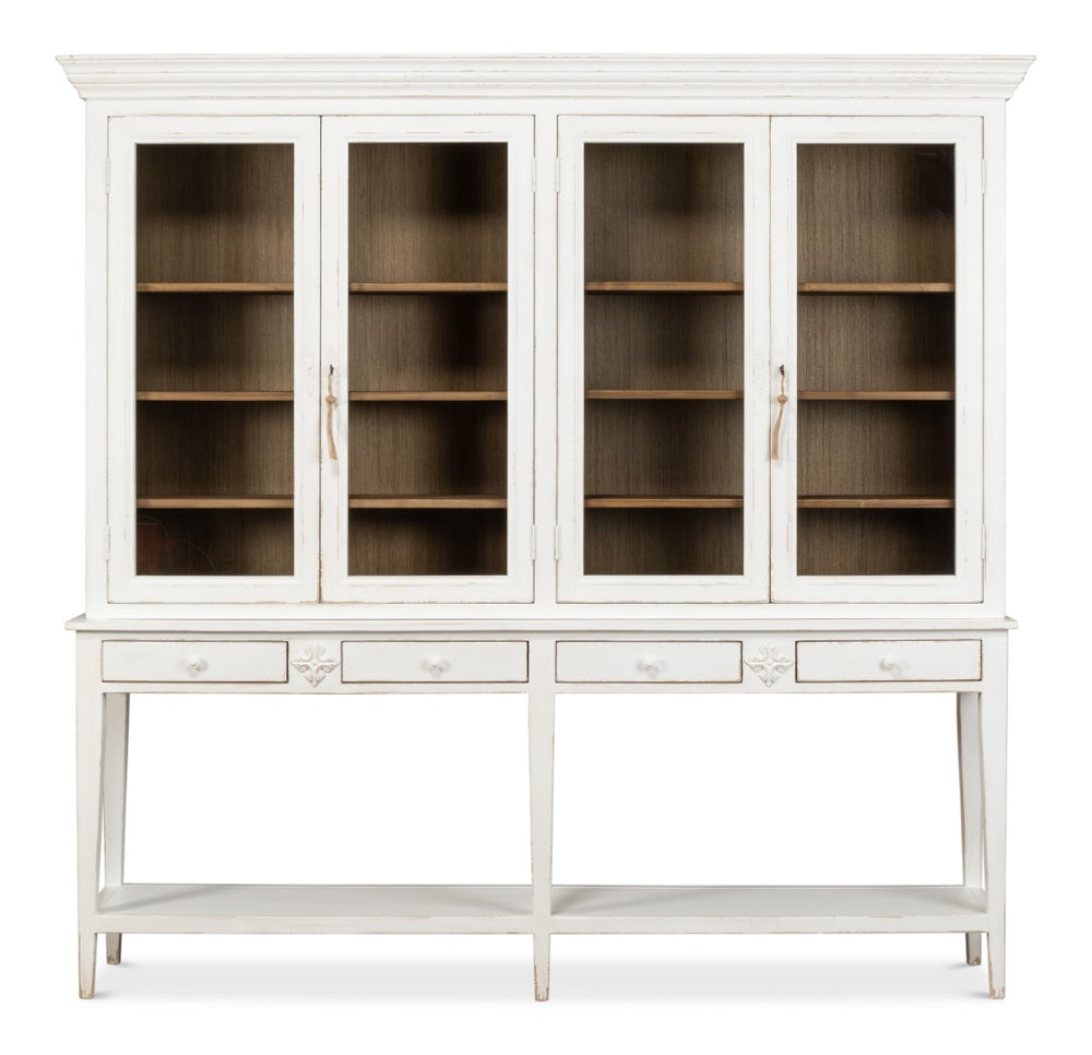 Sarreid Beacon Hill Display Case - Elegant White Finish, 6 Adjustable Shelves & Sturdy Solid Pine Design White  53232