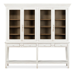 Sarreid Beacon Hill Display Case - Elegant White Finish, 6 Adjustable Shelves & Sturdy Solid Pine Design White  53232