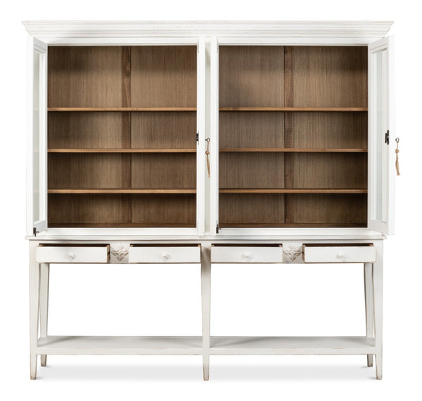 Sarreid Beacon Hill Display Case - Elegant White Finish, 6 Adjustable Shelves & Sturdy Solid Pine Design White  53232