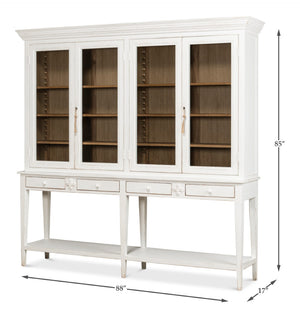 Sarreid Beacon Hill Display Case - Elegant White Finish, 6 Adjustable Shelves & Sturdy Solid Pine Design White  53232
