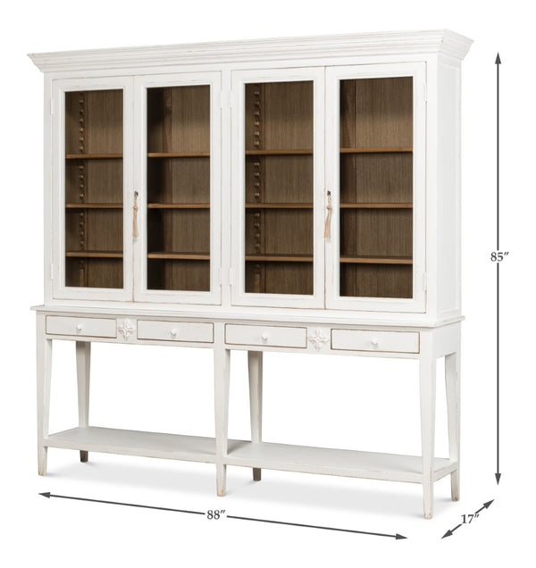 Sarreid Beacon Hill Display Case - Elegant White Finish, 6 Adjustable Shelves & Sturdy Solid Pine Design White  53232