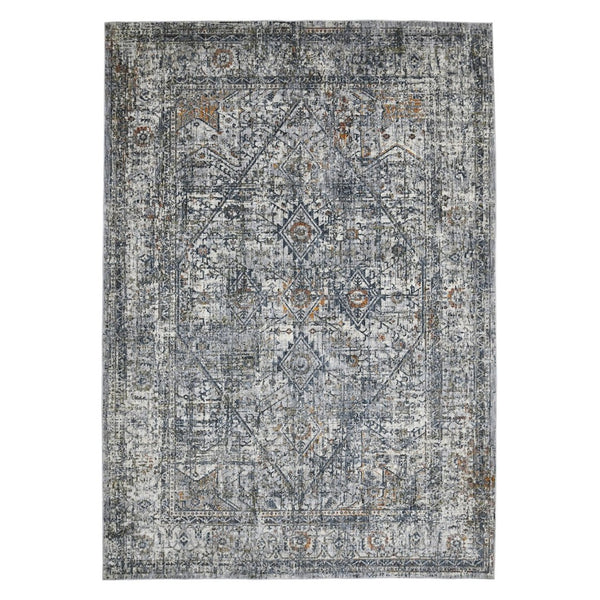 HomeRoots 5' Timeless Ivory Gray and Rust Oriental Area Rug – Soft, Durable, and Versatile for Any Space 5' X 8' 532333