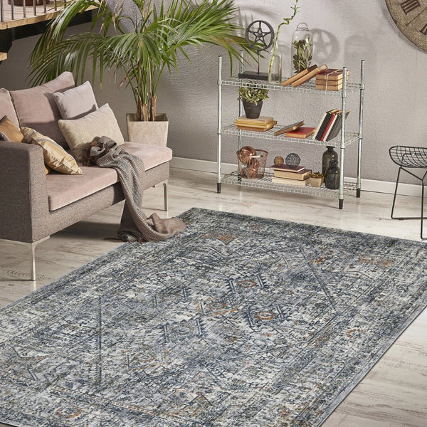 HomeRoots 5' Timeless Ivory Gray and Rust Oriental Area Rug – Soft, Durable, and Versatile for Any Space 10' X 14' 532335