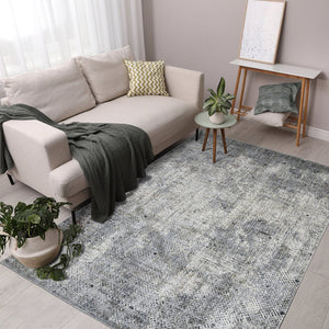 HomeRoots 5' Modern Abstract Area Rug in Ivory, Black, and Gray – Durable, Stylish, and Perfect for Any Room 5' X 8' 532338