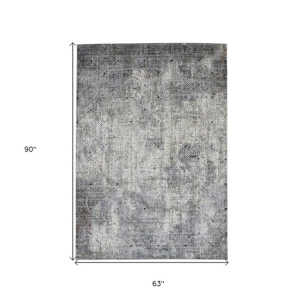 HomeRoots 5' Modern Abstract Area Rug in Ivory, Black, and Gray – Durable, Stylish, and Perfect for Any Room 5' X 8' 532338