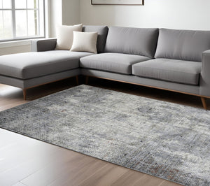 HomeRoots 5' Modern Abstract Area Rug in Ivory, Black, and Gray – Durable, Stylish, and Perfect for Any Room 10' X 14' 532340
