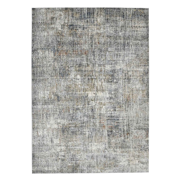 HomeRoots 5' Modern Abstract Area Rug in Ivory Gray and Brick Red - Durable, Stylish Design for Any Space 5' X 8' 532343