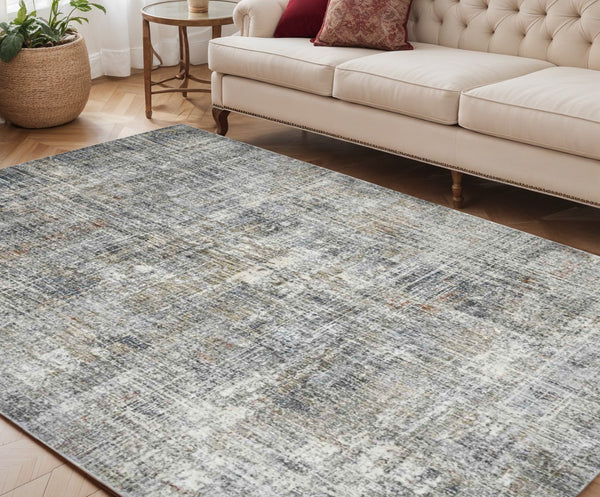 HomeRoots 5' Modern Abstract Area Rug in Ivory Gray and Brick Red - Durable, Stylish Design for Any Space 5' X 8' 532343