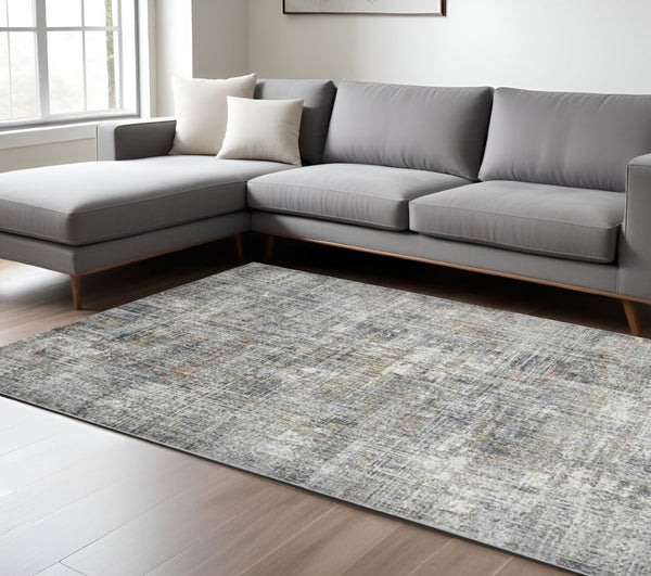 HomeRoots 5' Modern Abstract Area Rug in Ivory Gray and Brick Red - Durable, Stylish Design for Any Space 8' X 10' 532344