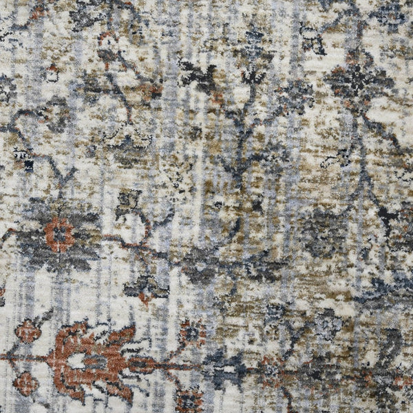 HomeRoots 5' Elegant Ivory, Blue & Gray Oriental Area Rug - Durable, Timeless Design for Any Space 5' X 8' 532348