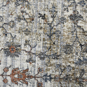 HomeRoots 5' Elegant Ivory, Blue & Gray Oriental Area Rug - Durable, Timeless Design for Any Space 8' X 10' 532349