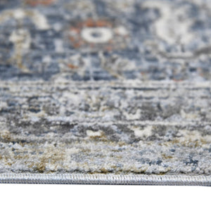 HomeRoots 5' Elegant Ivory, Blue & Gray Oriental Area Rug - Durable, Timeless Design for Any Space 8' X 10' 532349