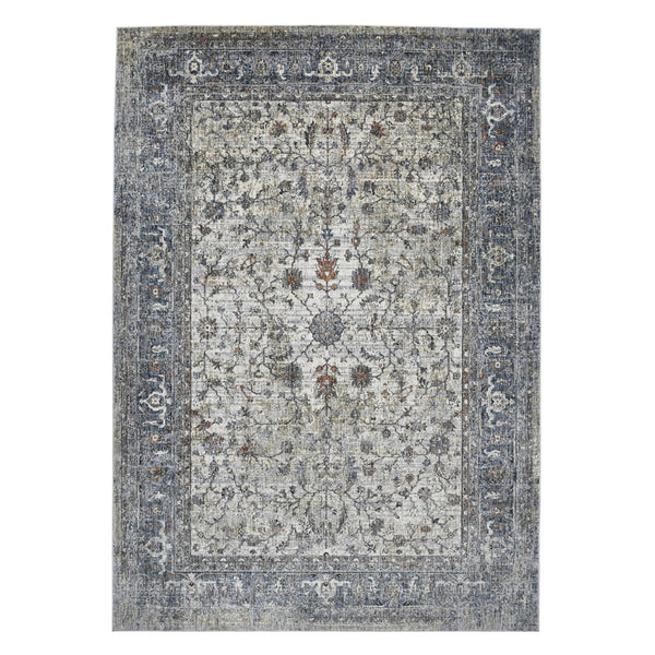 HomeRoots 5' Elegant Ivory, Blue & Gray Oriental Area Rug - Durable, Timeless Design for Any Space 10' X 14' 532350