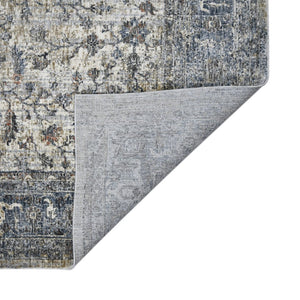 HomeRoots 5' Elegant Ivory, Blue & Gray Oriental Area Rug - Durable, Timeless Design for Any Space 10' X 14' 532350