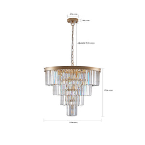 English Elm 24" Modern Crystal Chandelier 4-Tier K9 Crystals French Gold Ceiling Light for Dining Room W2312P368687