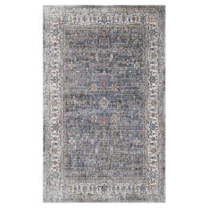 HomeRoots 5' Elegant Ivory, Blue & Gray Oriental Area Rug - Durable, Timeless Design for Any Space 5' X 8' 532353