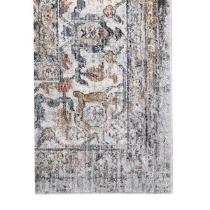 HomeRoots 5' Elegant Ivory, Blue & Gray Oriental Area Rug - Durable, Timeless Design for Any Space 5' X 8' 532353