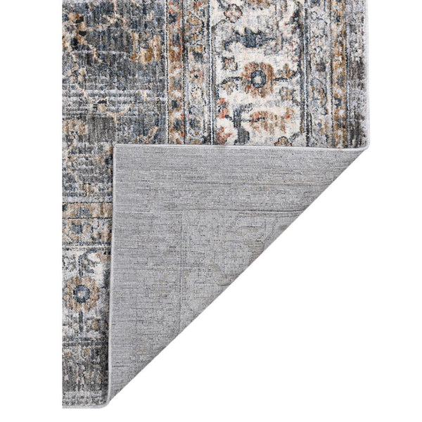 HomeRoots 5' Elegant Ivory, Blue & Gray Oriental Area Rug - Durable, Timeless Design for Any Space 5' X 8' 532353