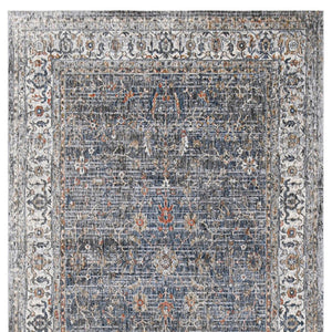 HomeRoots 5' Elegant Ivory, Blue & Gray Oriental Area Rug - Durable, Timeless Design for Any Space 10' X 13' 532355
