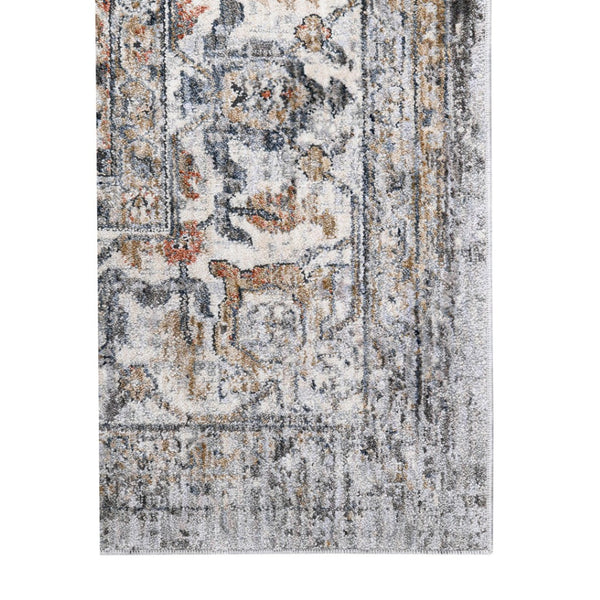 HomeRoots 5' Elegant Ivory, Blue & Gray Oriental Area Rug - Durable, Timeless Design for Any Space 10' X 13' 532355