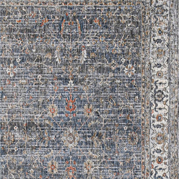 HomeRoots 5' Elegant Ivory, Blue & Gray Oriental Area Rug - Durable, Timeless Design for Any Space 10' X 13' 532355