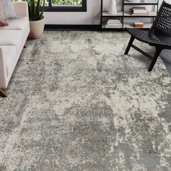 HomeRoots 9' Modern Ivory and Gray Abstract Area Rug - Stylish, Durable Design for Living and Dining Spaces 9' X 12' 532357